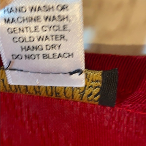 RED SILVER BEADED STRETCHY DRESSY BLOUSE - Picture 7 of 7